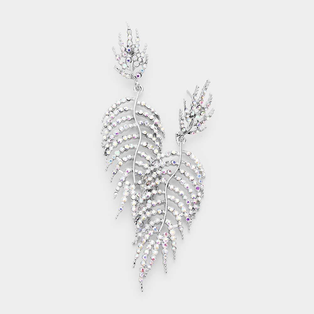 Crystal Rhinestone Leaf Drop Evening Earrings - Jewelry Store by Erik Rayo