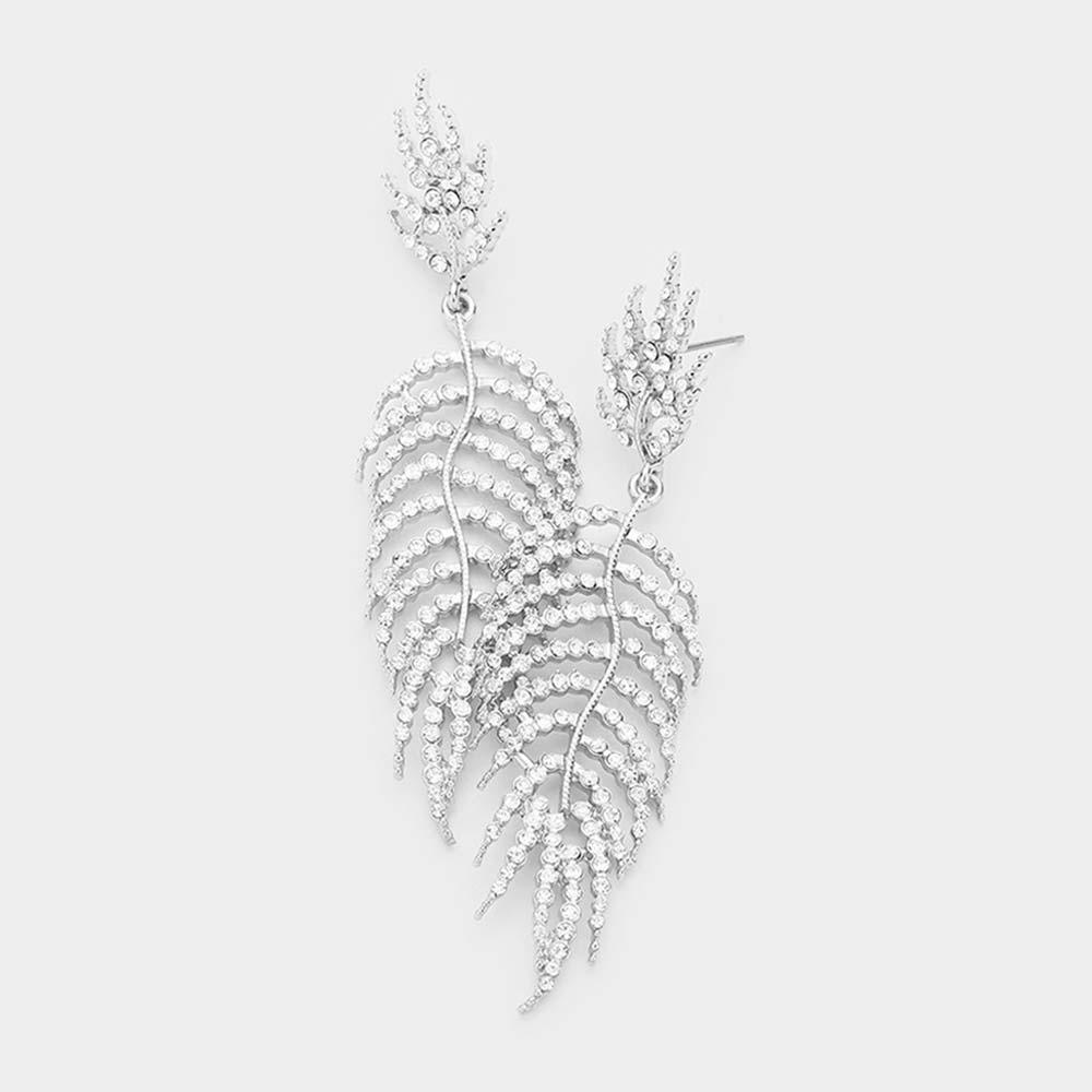 Crystal Rhinestone Leaf Drop Evening Earrings - Jewelry Store by Erik Rayo