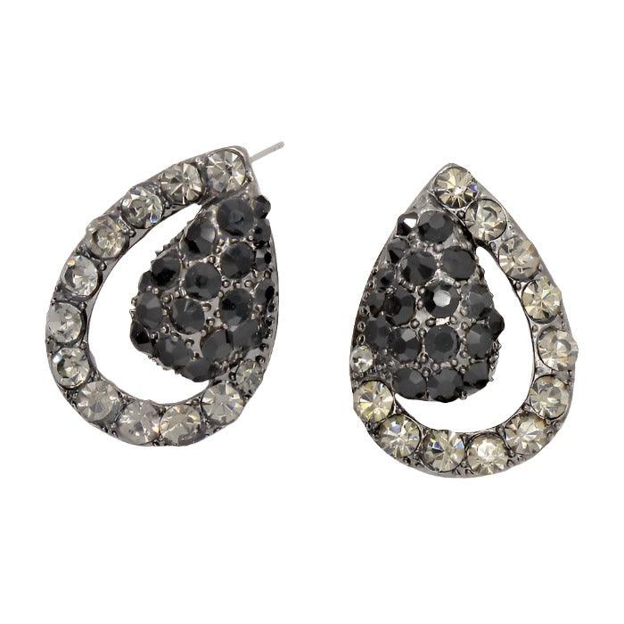 Hematite Crystal Rhinestone Teardrop Evening Earrings - Jewelry Store by Erik Rayo
