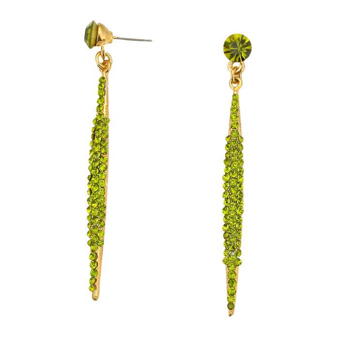Green Crystal Rhinestone Pave Stick Bar Evening Earrings - Jewelry Store by Erik Rayo