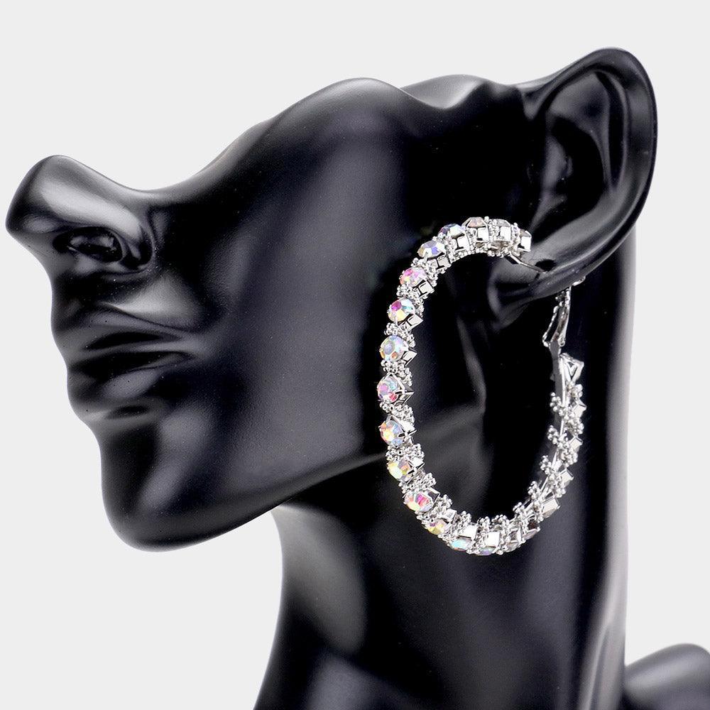 Round Stone Hoop Evening Earrings - Jewelry Store by Erik Rayo