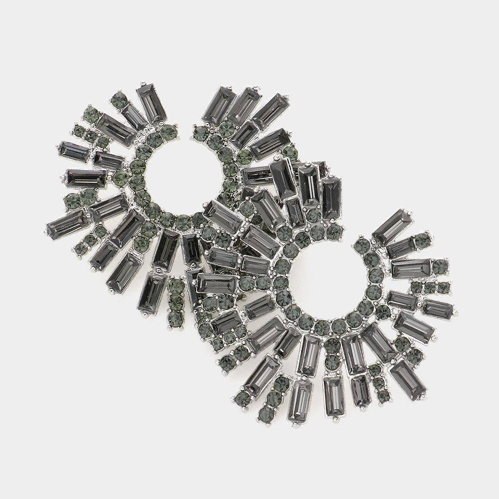 Black Baguette Stone Cluster Abstract Evening Earrings - Jewelry Store by Erik Rayo