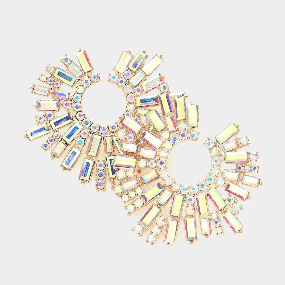 Gold Baguette Stone Cluster Abstract Evening Earrings - Jewelry Store by Erik Rayo