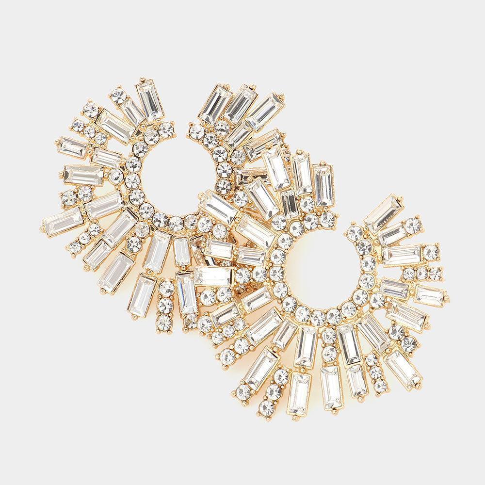 Gold Baguette Stone Cluster Abstract Evening Earrings - Jewelry Store by Erik Rayo