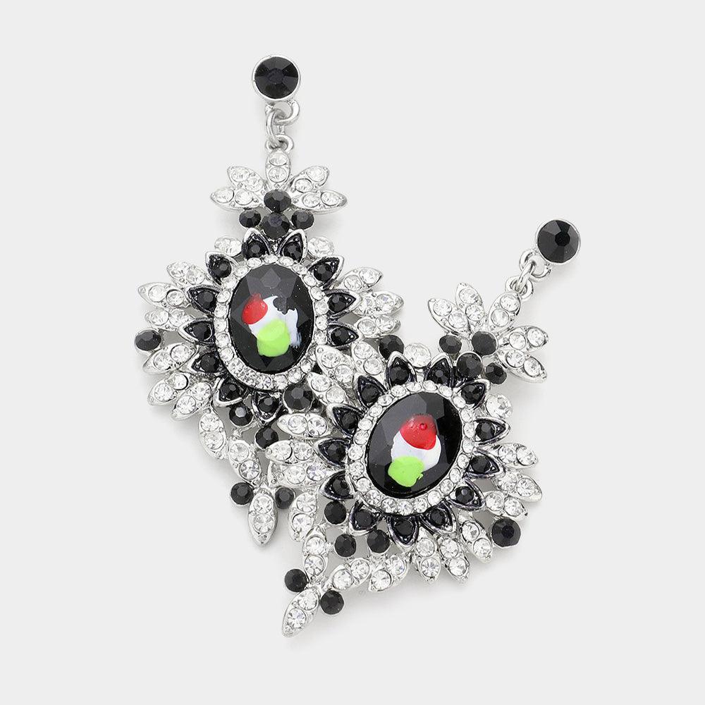 Black Sunflower Drop Evening Earrings - Jewelry Store by Erik Rayo