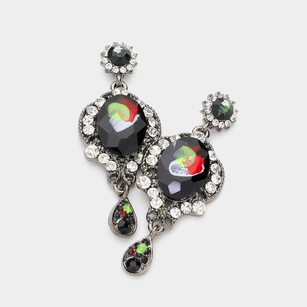 Black Victorian Splash Dangle Earrings - Jewelry Store by Erik Rayo