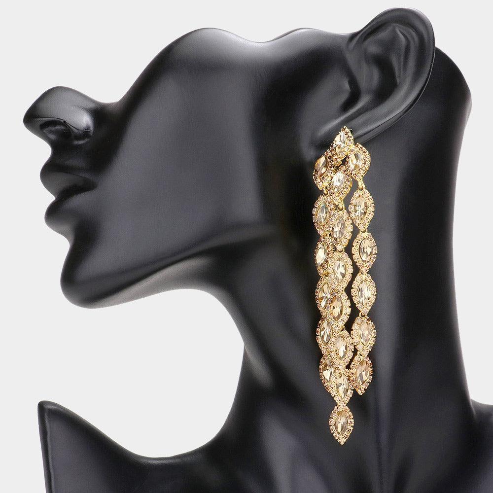 Marquise Stone Cluster Vine Dangle Evening Earrings - Jewelry Store by Erik Rayo
