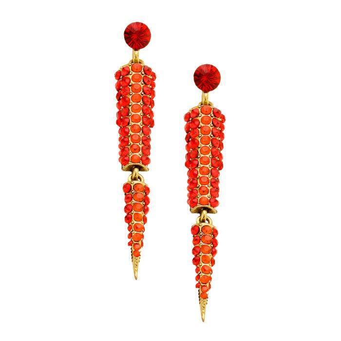 Gold Crystal Rhinestone Spike Evening Earrings - Jewelry Store by Erik Rayo