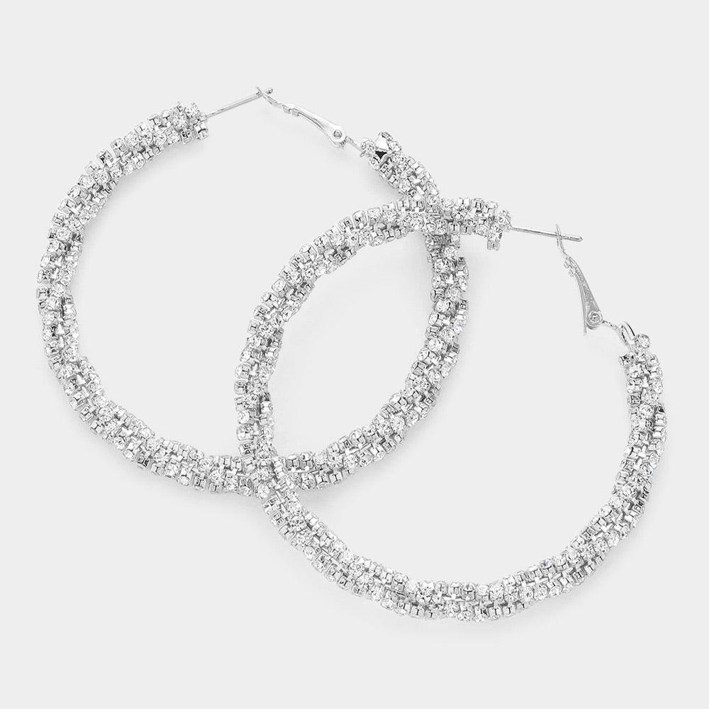 Stone Paved Twisted Hoop Earrings - Jewelry Store by Erik Rayo