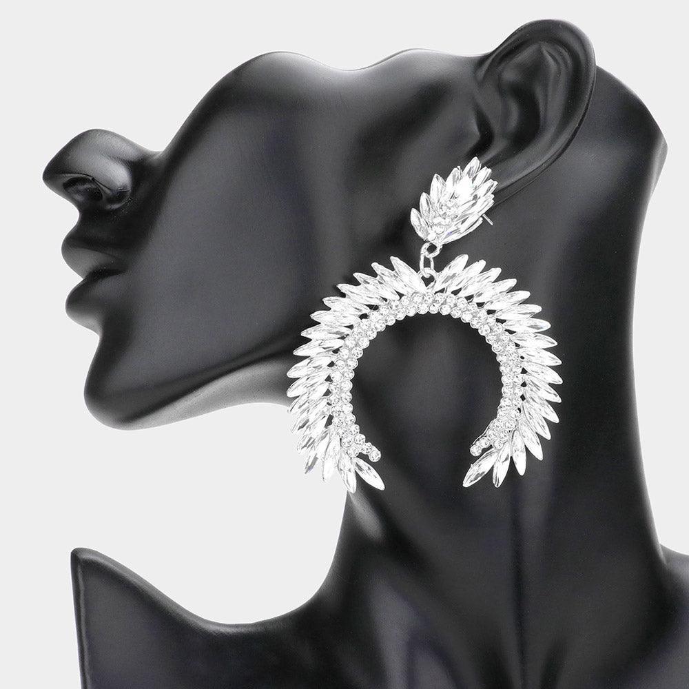 Marquise Stone Cluster Arch Dangle Evening Earrings - Jewelry Store by Erik Rayo
