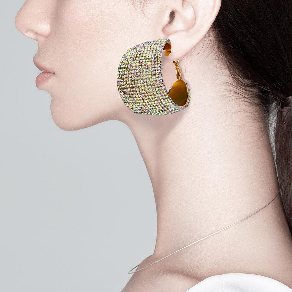 Rhinestone Pave Hoop Evening Earrings - Jewelry Store by Erik Rayo