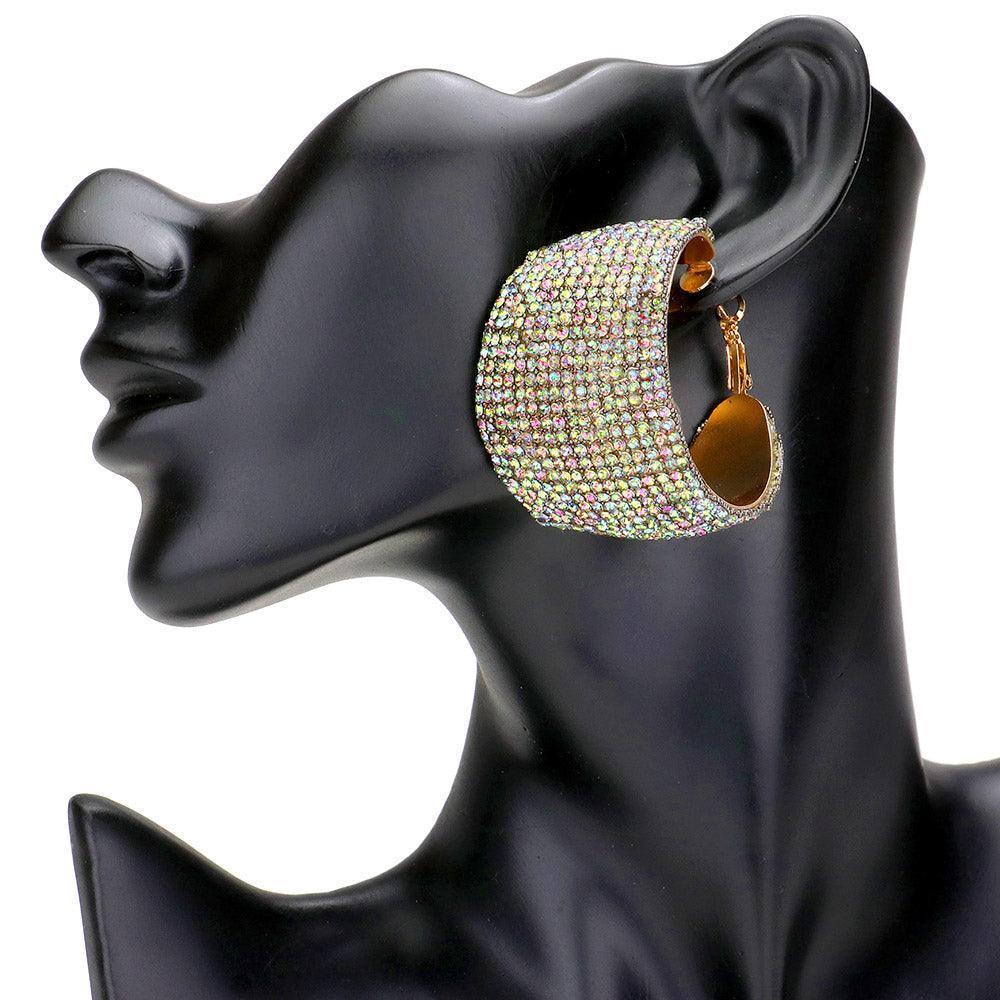 Rhinestone Pave Hoop Evening Earrings - Jewelry Store by Erik Rayo