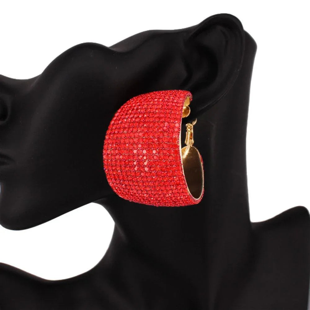 Rhinestone Pave Hoop Evening Earrings - Jewelry Store by Erik Rayo