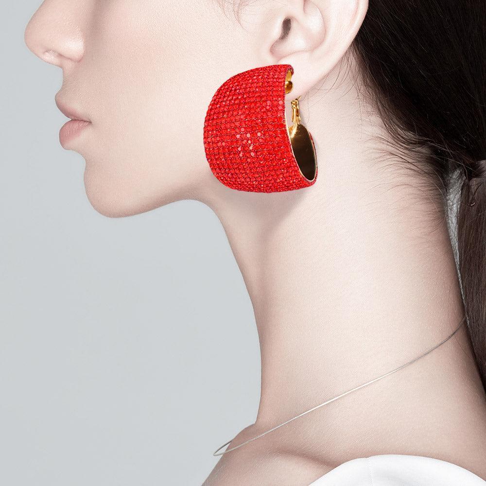 Rhinestone Pave Hoop Evening Earrings - Jewelry Store by Erik Rayo