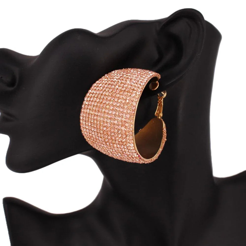 Rhinestone Pave Hoop Evening Earrings - Jewelry Store by Erik Rayo