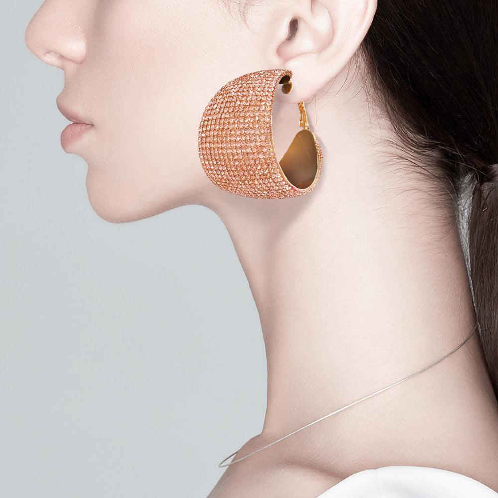 Rhinestone Pave Hoop Evening Earrings - Jewelry Store by Erik Rayo