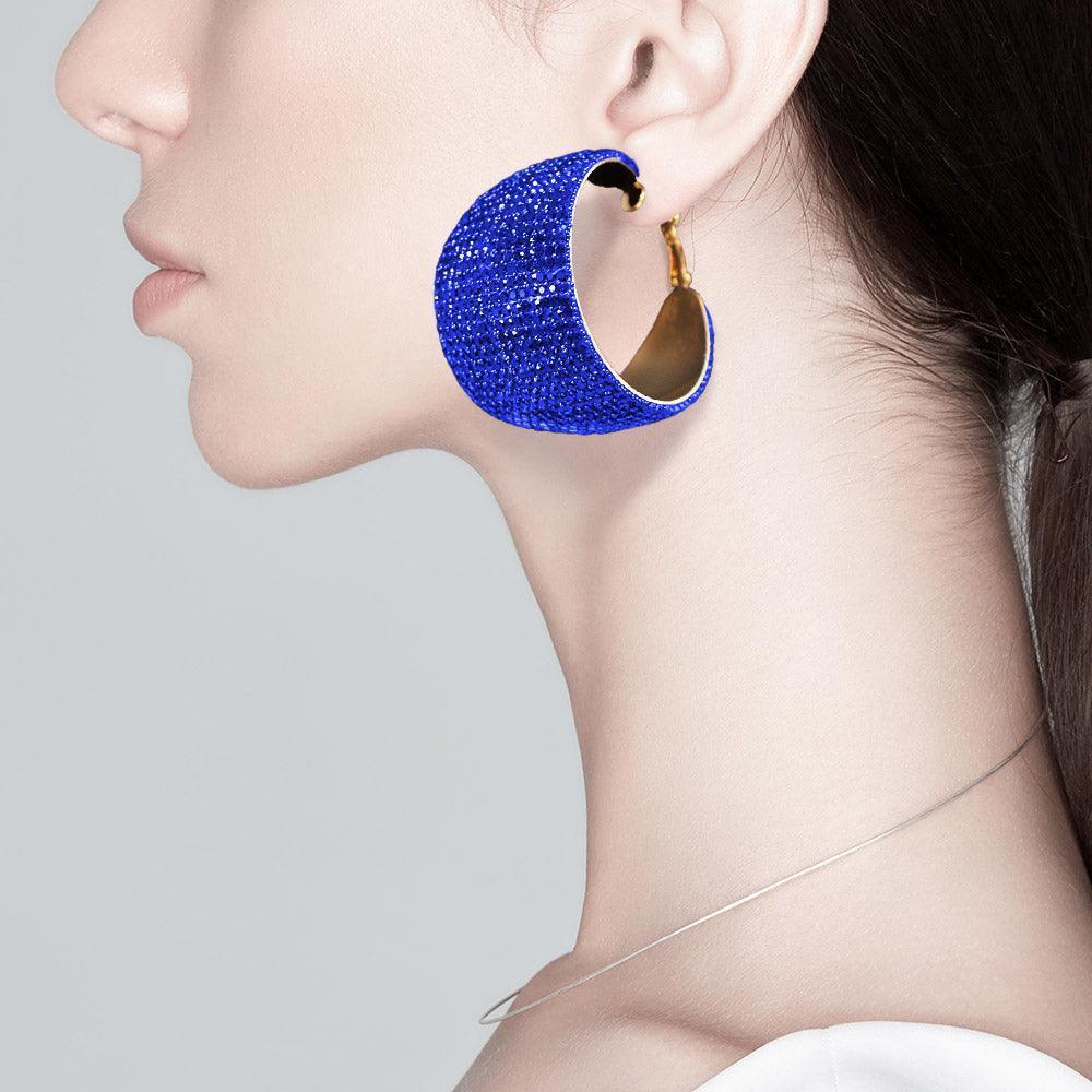 Rhinestone Pave Hoop Evening Earrings - Jewelry Store by Erik Rayo