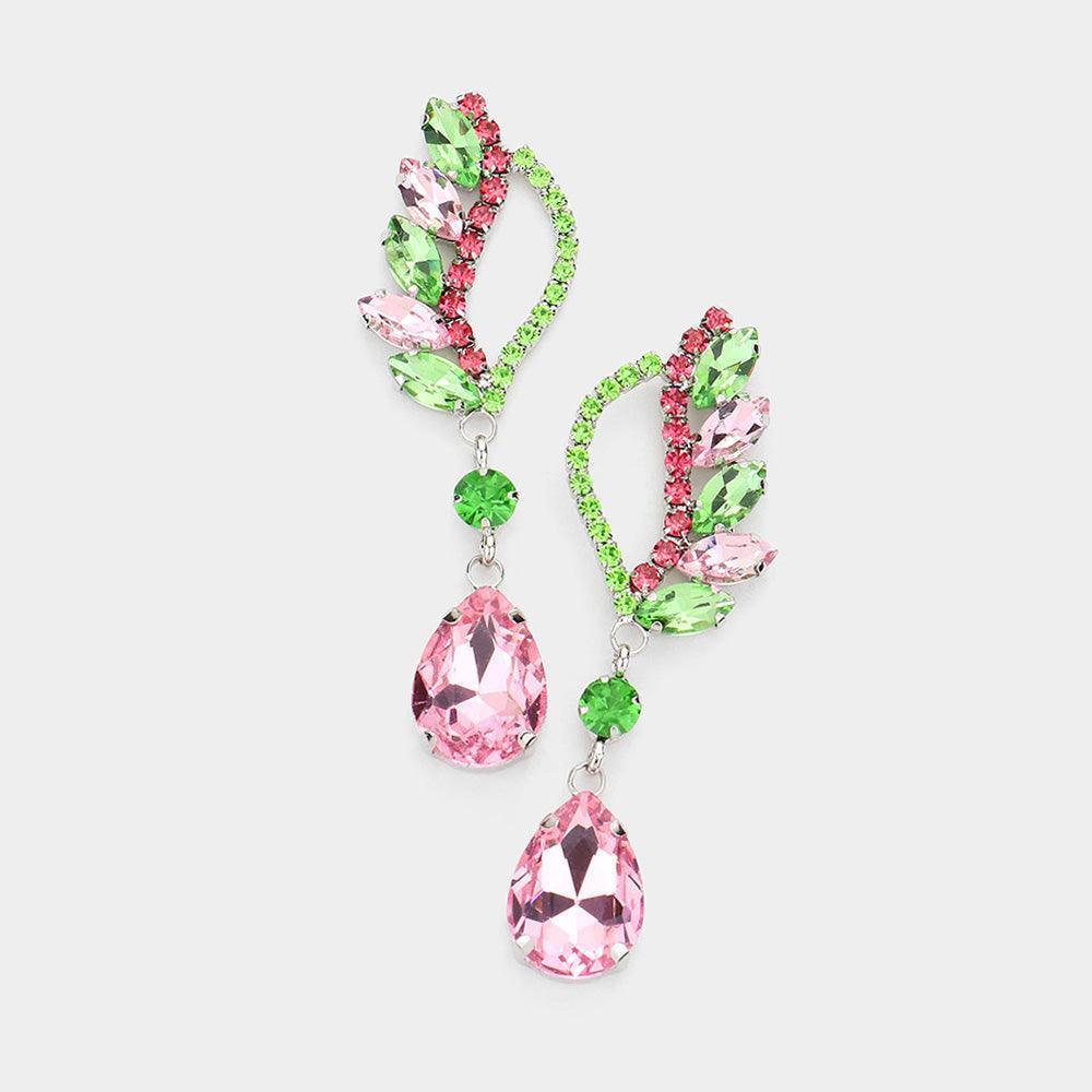Marquise Stone Cluster Teardrop Link Dangle Evening Earrings - Jewelry Store by Erik Rayo