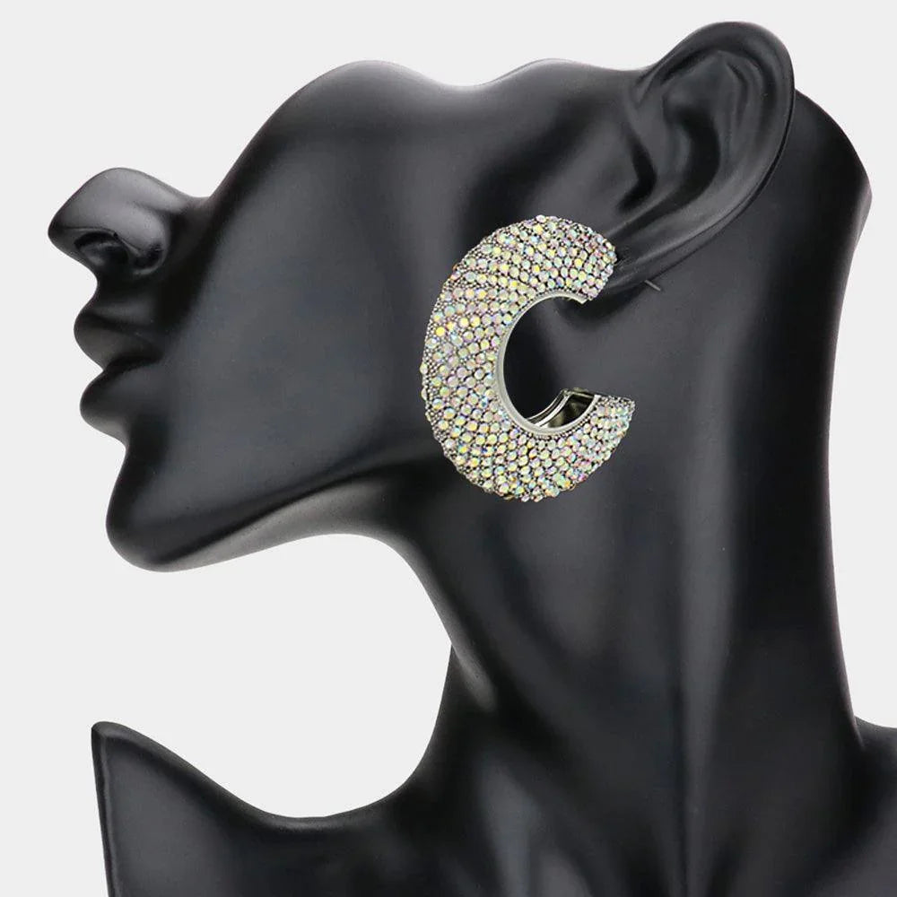 Rhinestone Studded Evening Hoop Earrings - Jewelry Store by Erik Rayo