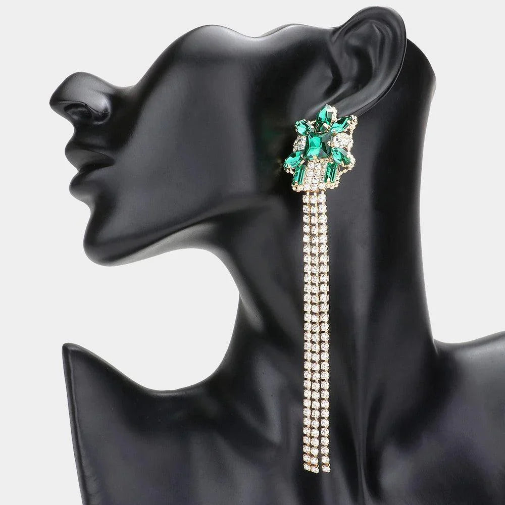 Multi Stone Cluster Dropped Rhinestone Dangle Evening Earrings - Jewelry Store by Erik Rayo
