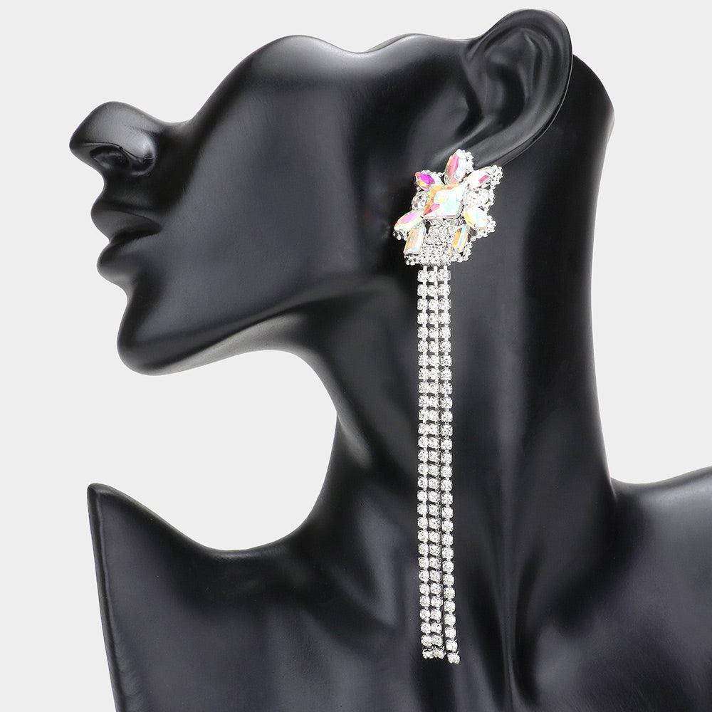 Multi Stone Cluster Dropped Rhinestone Dangle Evening Earrings - Jewelry Store by Erik Rayo