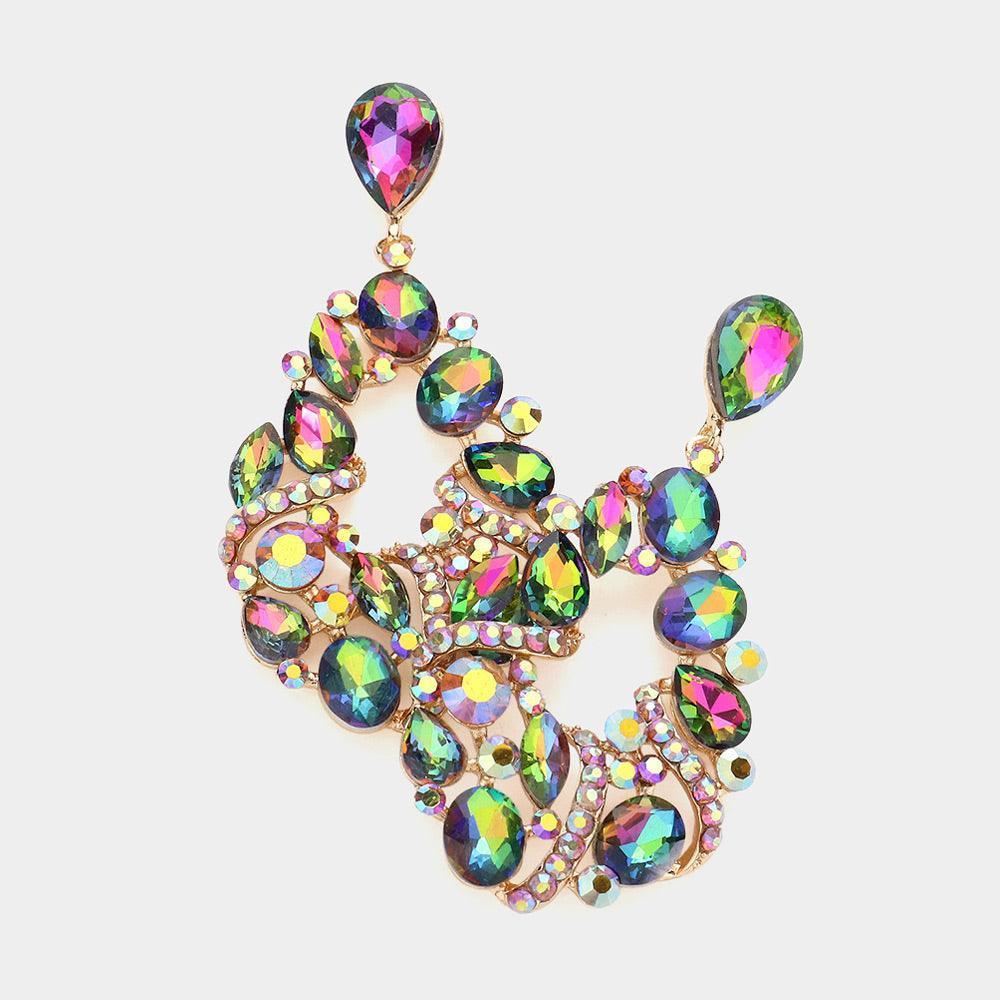 Multi Stone Cluster Teardrop Dangle Evening Earrings - Jewelry Store by Erik Rayo