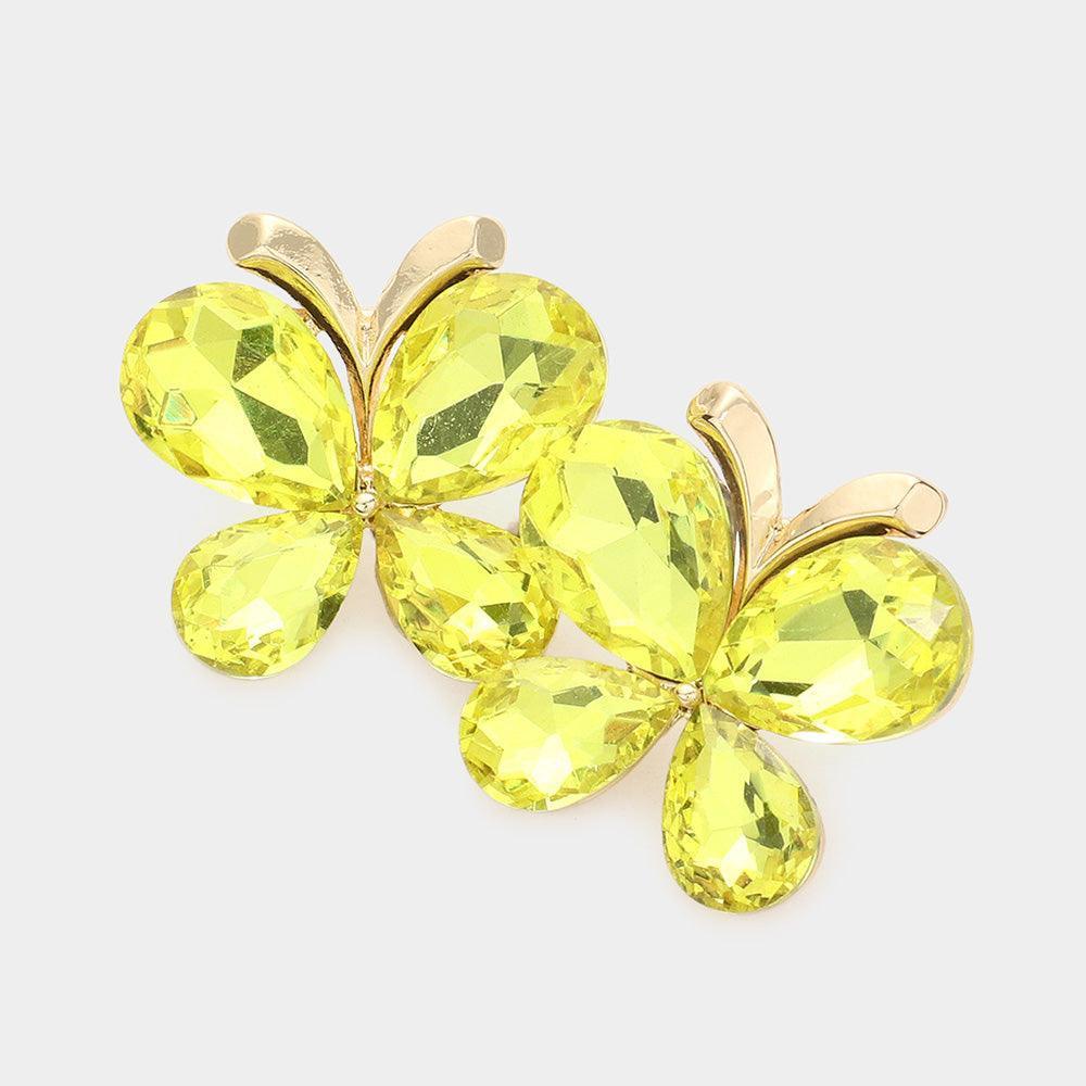 Yellow Teardrop Stone Butterfly Evening Earrings - Jewelry Store by Erik Rayo