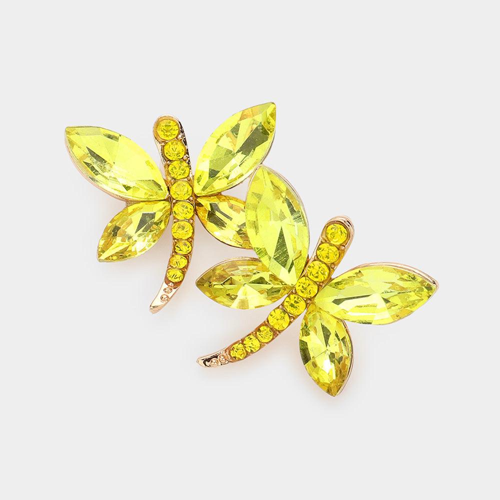 Yellow Butterfly Evening Earrings