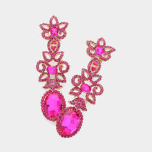 Load image into Gallery viewer, Red Oval Crystal Stone Pointed Flower Evening Earrings

