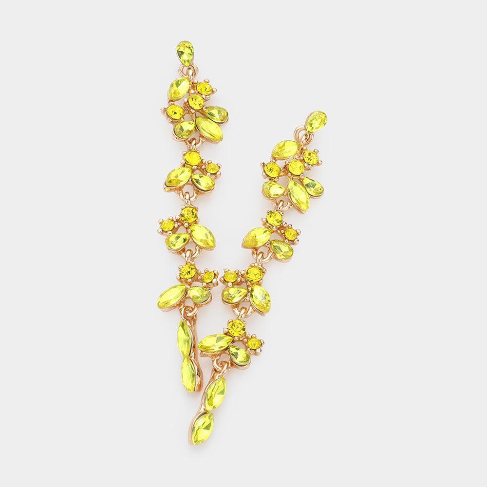 Yellow Marquise Round Strone Cluster Dropdown Evening Necklace - Jewelry Store by Erik Rayo