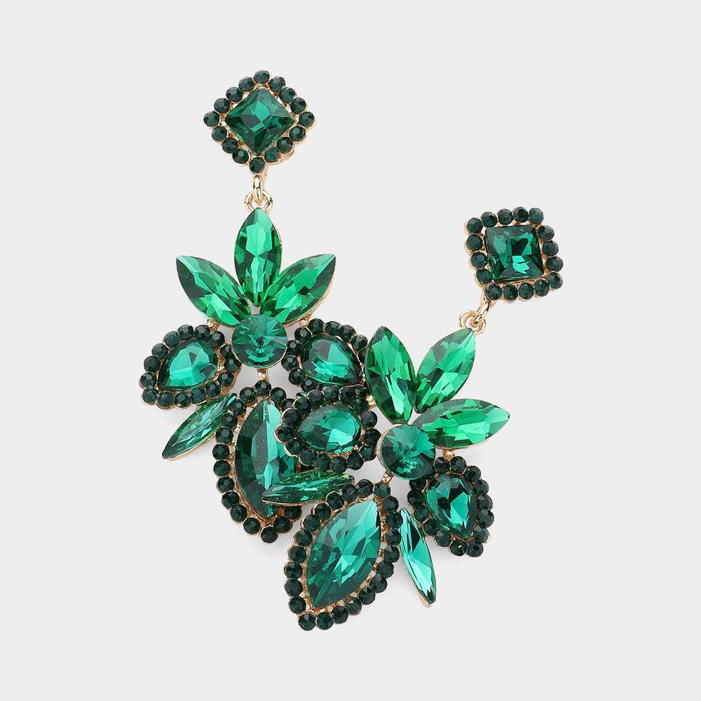 Marquise Stone Cluster Embellished Dangle Evening Earrings - Jewelry Store by Erik Rayo