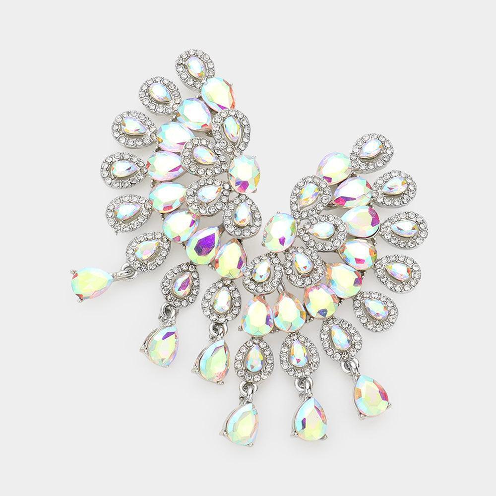 Teardrop Stone Cluster Embellished Evening Earrings - Jewelry Store by Erik Rayo