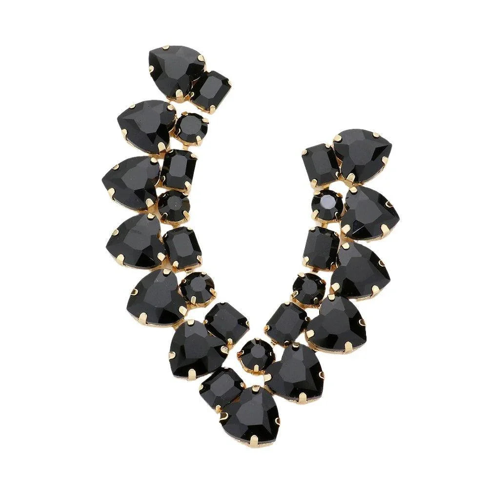 Black Heart Stone Cluster Evening Earrings - Jewelry Store by Erik Rayo