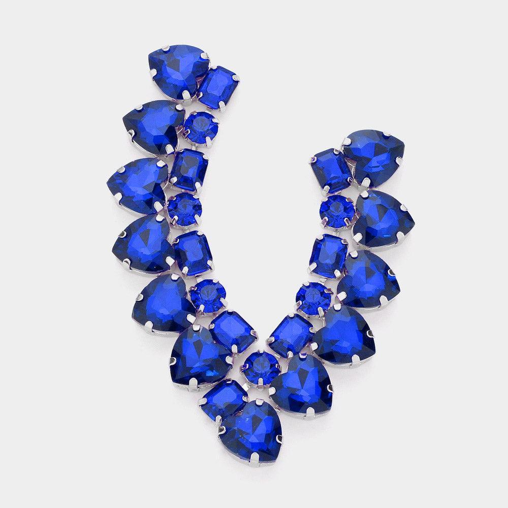 Blue Heart Stone Cluster Evening Earrings - Jewelry Store by Erik Rayo