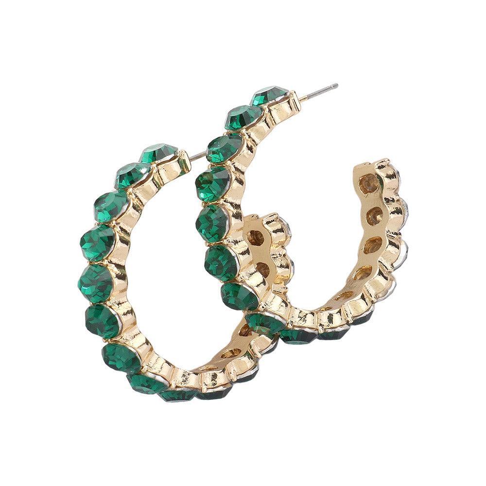 Green Round Stone Cluster Hoop Earrings - Jewelry Store by Erik Rayo