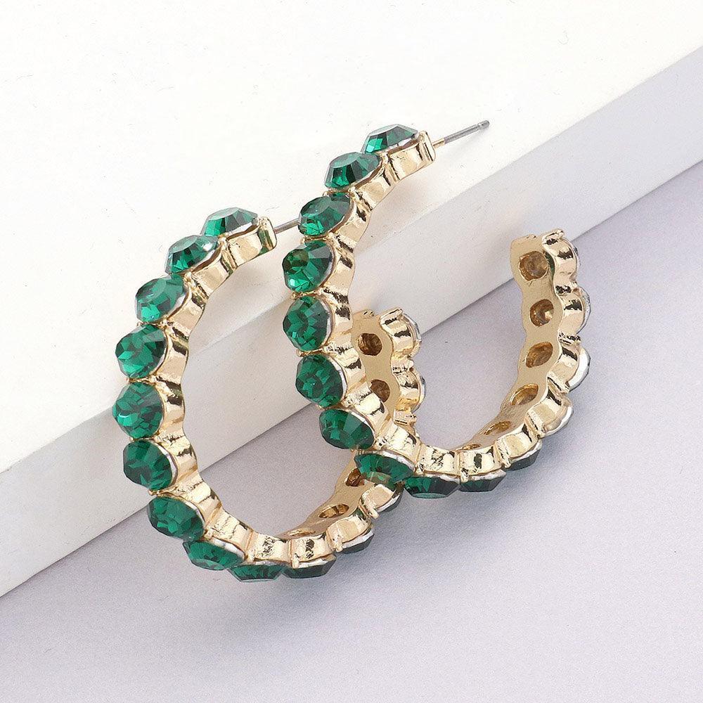 Green Round Stone Cluster Hoop Earrings - Jewelry Store by Erik Rayo