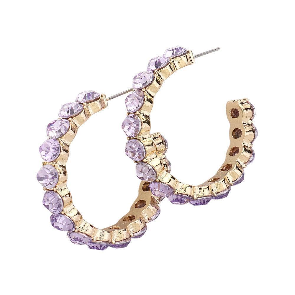 Lavender Round Stone Cluster Hoop Earrings - Jewelry Store by Erik Rayo