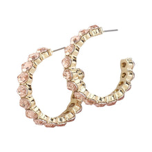 Load image into Gallery viewer, Gold Round Stone Cluster Hoop Earrings
