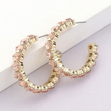 Load image into Gallery viewer, Gold Round Stone Cluster Hoop Earrings
