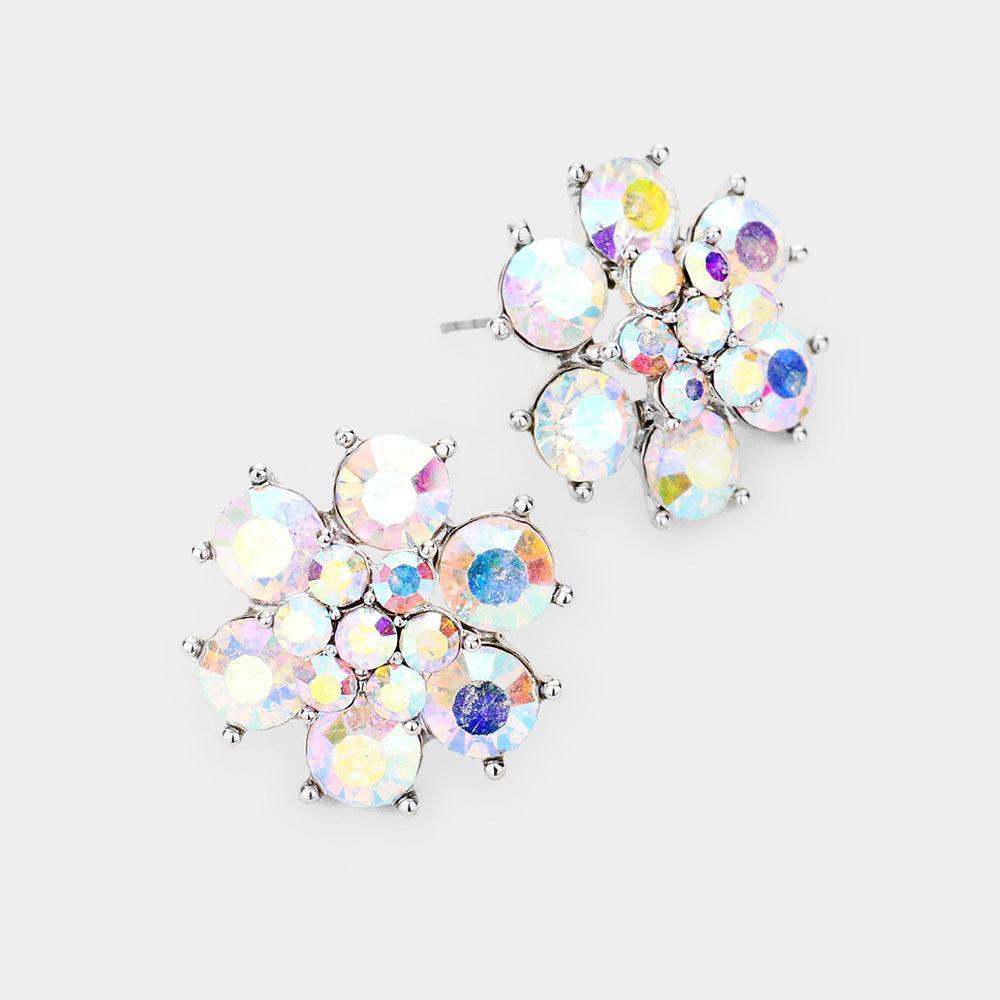 Crystal Round Floral Evening Stud Earrings - Jewelry Store by Erik Rayo