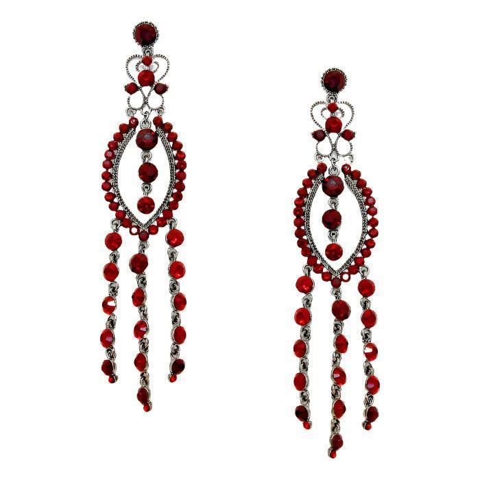 Hematite Crystal Teardrop Rhinestone Pave Dangle Evening Earrings - Jewelry Store by Erik Rayo