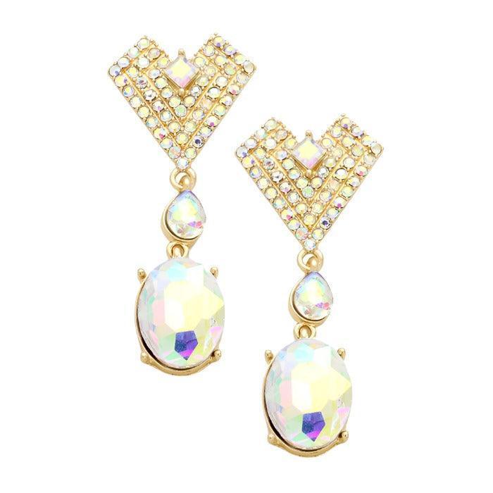 Gold Oval glass crystal earrings - Jewelry Store by Erik Rayo