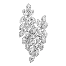 Load image into Gallery viewer, Silver Crystal Stone Leaf Cluster Marquise Evening Earrings
