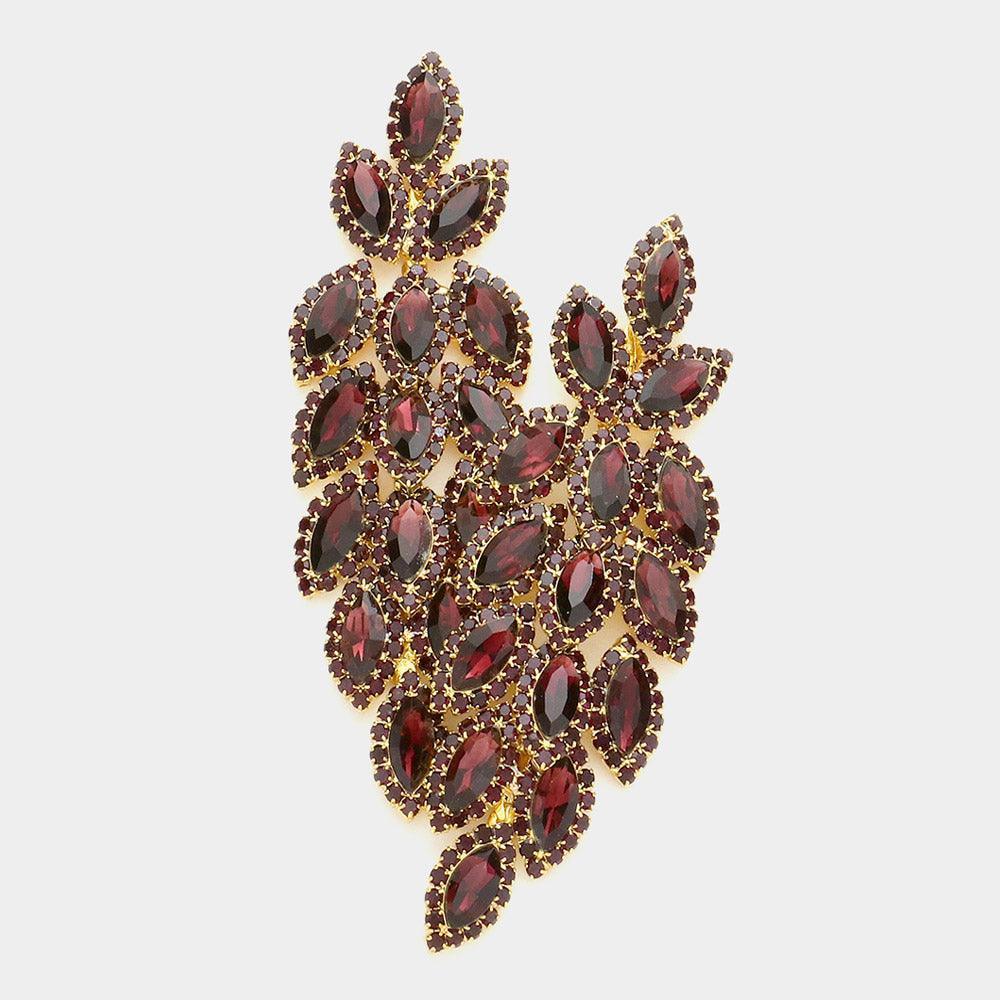 Purple Crystal Stone Leaf Cluster Marquise Evening Earrings - Jewelry Store by Erik Rayo
