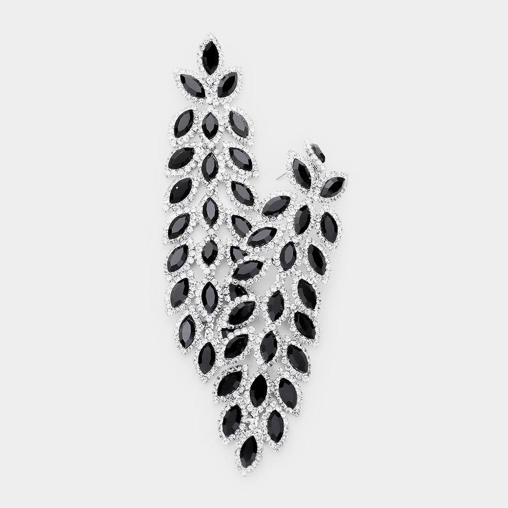 Clear Oversized Crystal Rhinestone Marquise Evening Earrings - Jewelry Store by Erik Rayo