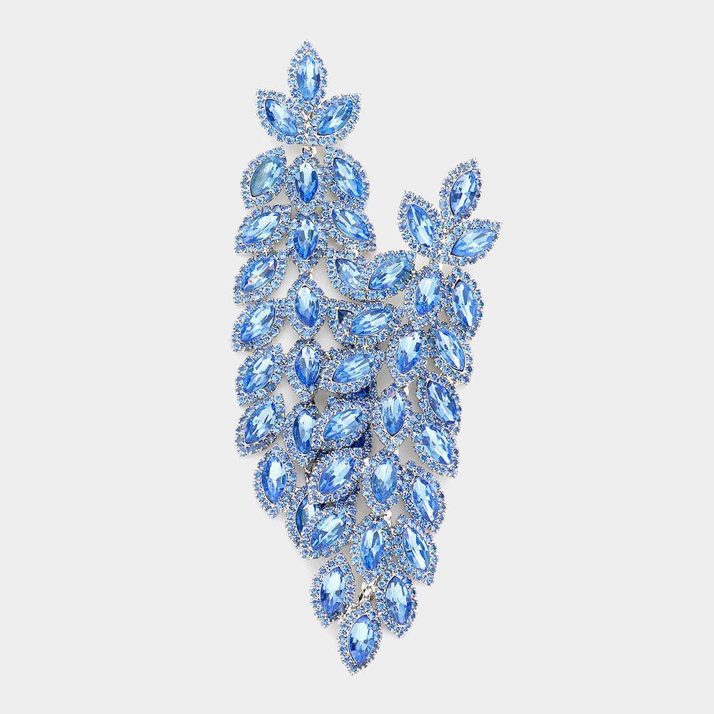 Blue Oversized Crystal Rhinestone Marquise Evening Earrings - Jewelry Store by Erik Rayo