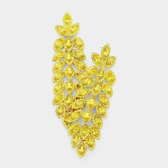 Yellow Oversized Crystal Rhinestone Marquise Evening Earrings - Jewelry Store by Erik Rayo