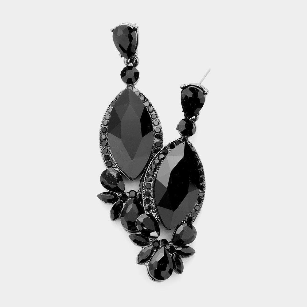 Black Marquise Stone Accented Evening Earrings - Jewelry Store by Erik Rayo
