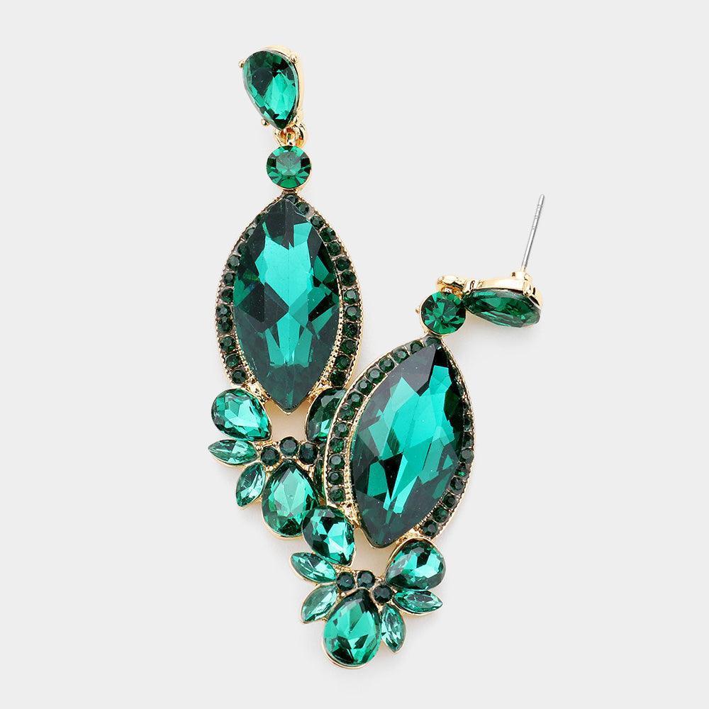 Green Marquise Stone Accented Evening Earrings - Jewelry Store by Erik Rayo