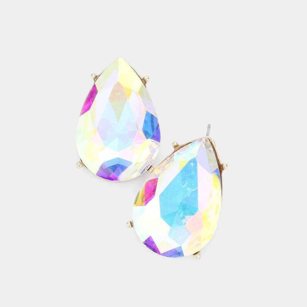 Gold Teardrop Stone Evening Earrings - Jewelry Store by Erik Rayo